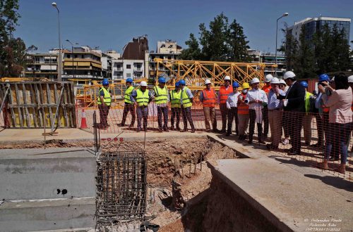 Visit of the Minister of Infrastructures and Transport K. Karamanlis at Katehaki TBM Shaft worksite, of the Athens Metro New Line 4, Section A’ “Alsos Veikou – Goudi”.