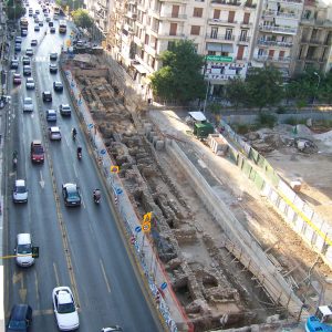 Σταθμός Αγίας Σοφίας. Άποψη της ανασκαφής στο βόρειο τμήμα του σταθμού