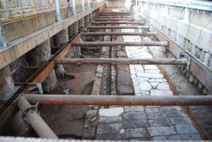 AGHIA SOPHIA Station – Marble-paved street with a row of columns to the south