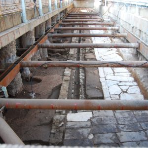 AGHIA SOPHIA Station – Marble-paved street with a row of columns to the south