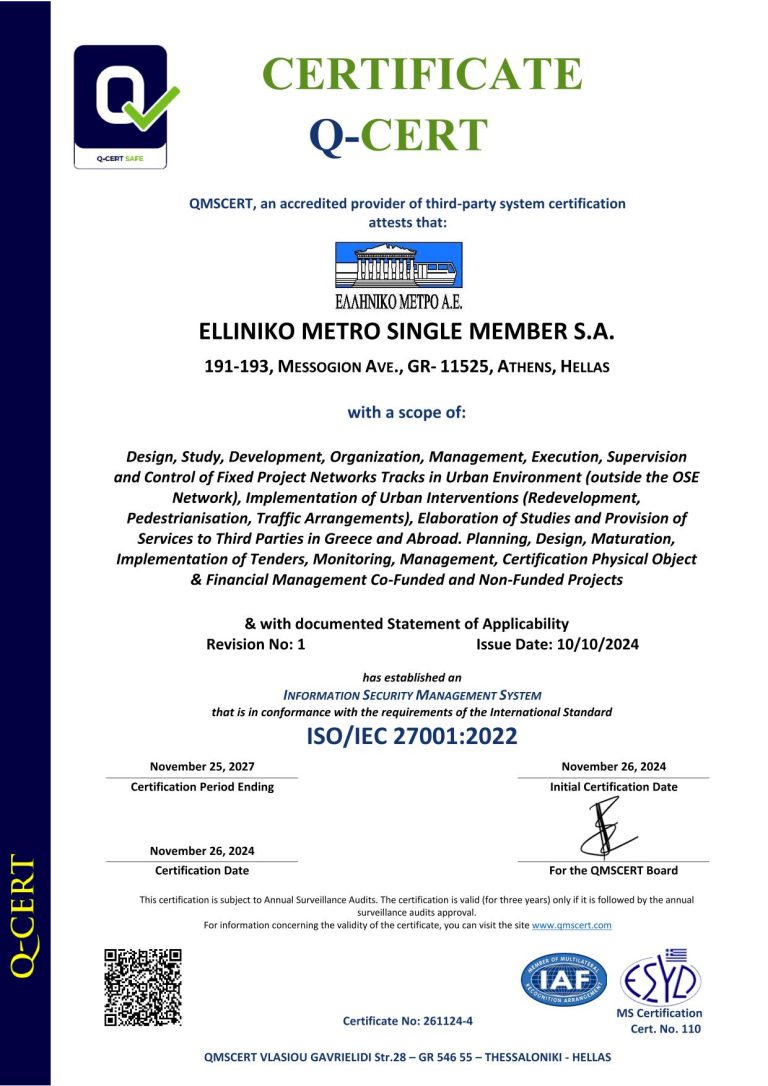 Certificate ISO 27001